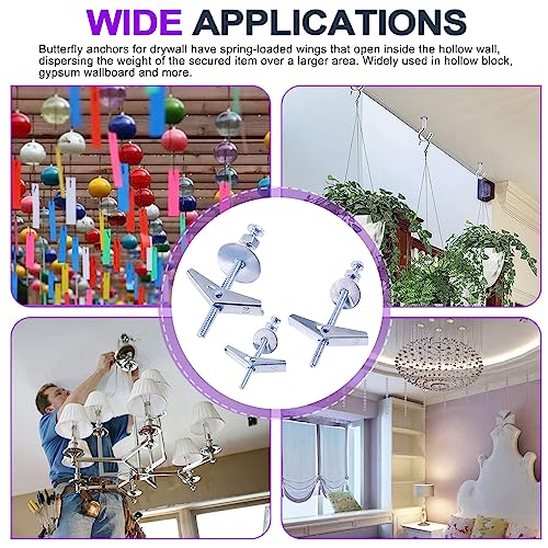 Swpeet 120Pcs 30 Set 1/8 Inch Toggle Bolts and Wing Nut Kit with Hex Nuts, Washers, Toggle Bolt Assortment Kit, Butterfly Toggle Anchors for Hanging Heavy Items on Drywall - size: 1/8 Inch