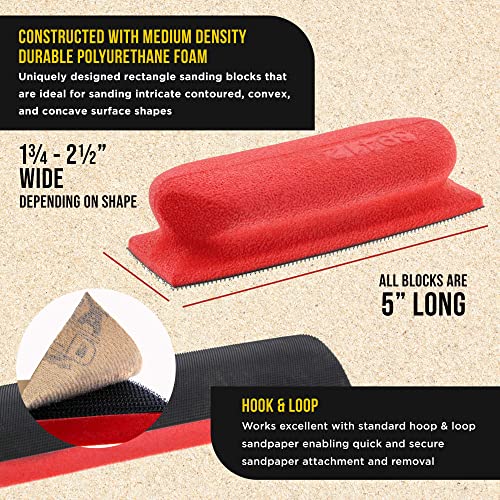 Dura-Gold 20-Piece Contoured Profile 5" Hand Sanding Block Set with 40 - size: 20-Piece