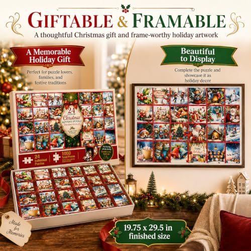 Christmas Advent Puzzle 1000 Piece Countdown 2026 - color: Christmas Advent Puzzle