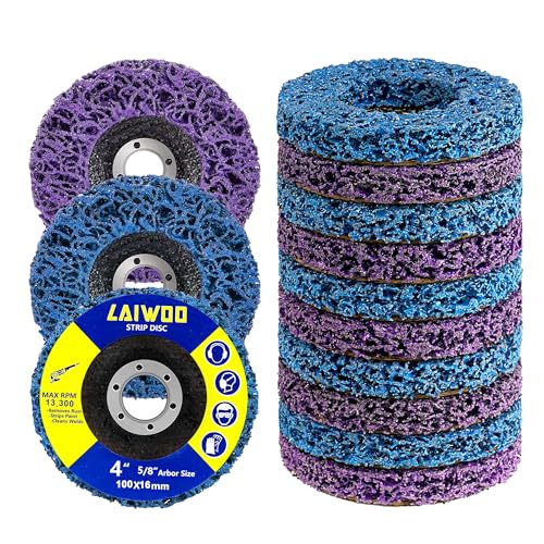 10 Pack Strip Disc Wheels Angle Grinder Paint Removal 4" x 5/8" Purple Blue - style: 4'' x 5/8''-Purple+Blue