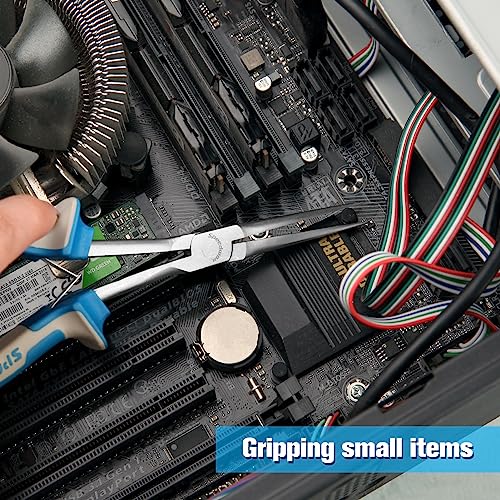 SPEEDWOX Long Reach Needle Nose Pliers With Smooth Jaw Tweezer Nose Pliers Extra Long For Hard To Reach Narrow Space - style: Upgrade Needle Nose Pliers