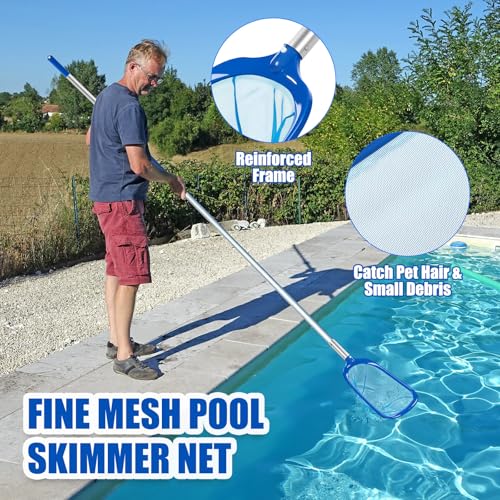 Potchen 3 Pcs Pool Cleaning Kit with Hand Skimmer Net, 17.9" Brush - style: 17.9" Brush