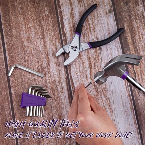 CARTMAN 39-Piece Household Tool Set, Purple Hand Kit With Storage Case - color: Purple