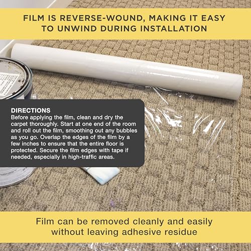 Dura-Gold Carpet Protection Film, 24-inch x 50-Foot Roll, Clear Plastic - size: 24-inch-x-50-feet