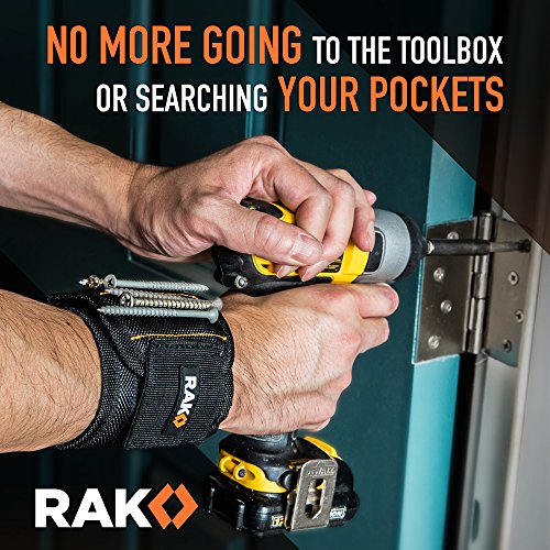 RAK Magnetic Wristband for Tools - Premium Tool Belt for Holding Screws Nails with Powerful Magnets, Birthday Gifts for Men, Cool Gadgets Stuff Gifts for Dad, Husband, Grandpa, Handyman, Him