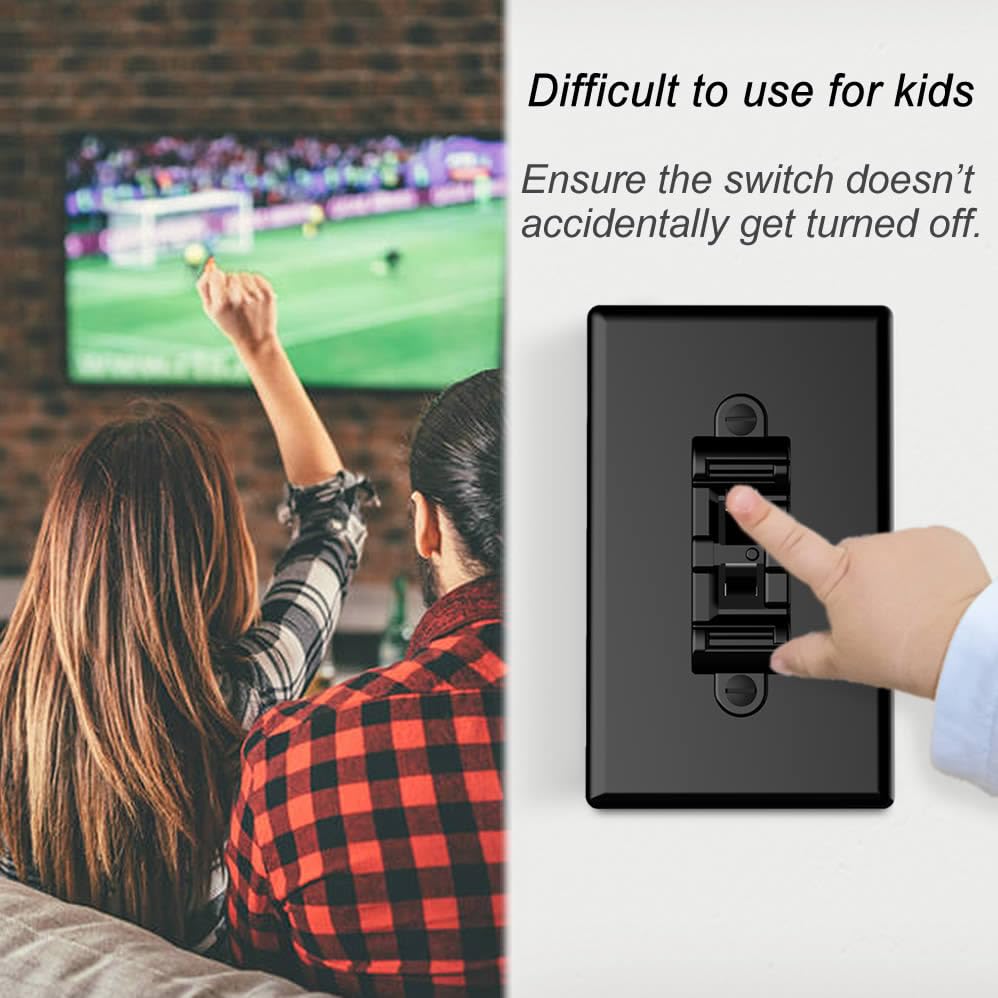 Light Switch Guard 4PK Black, Child Proof Toggle Cover, Keeps Lights ON/Off - color: Black