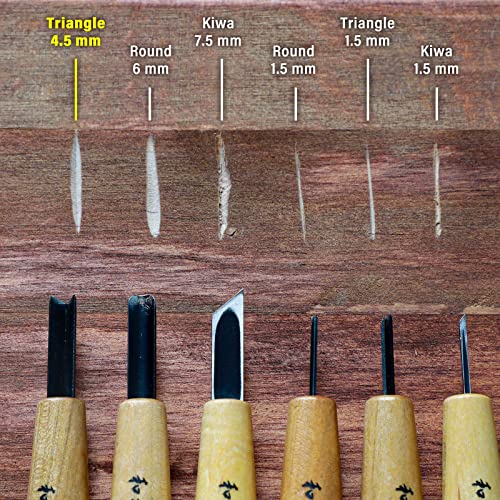 Wazakura Made in Japan Bonsai Chisel Hand V-Parting Carving Tool 0.17 in (4.5 mm) for Jin Shari Making, DIY Woodcarving Knife for Experts and Beginners (V-Parting Triangle Shape 4.5 mm) - style: V-Parting Triangle Shape 4.5 mm