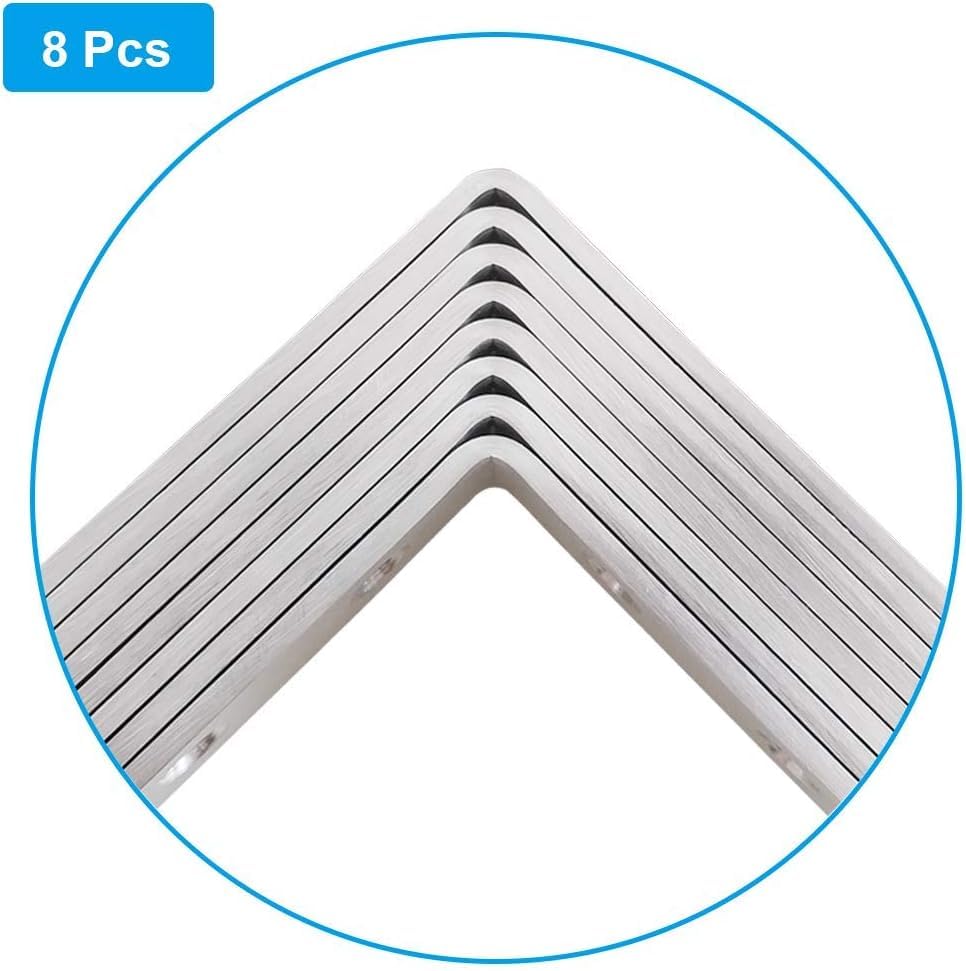 4 Pack Flat Mending Plate for Wood, Stainless Steel Straight Brackets Flat Repair Fixing Wood Brace Joining Plates Connector with Fixing Screws (8, L-Shaped Bracket 5 * 5in) - size: L-Shaped Bracket 5*5 in