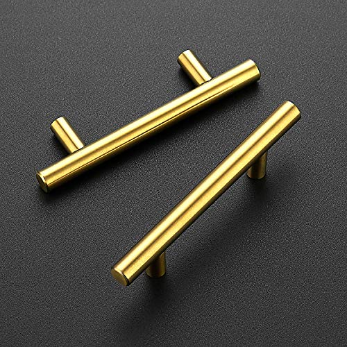 Ravinte Cabinet Handles,5" Length,3" Hole Center,Brushed Brass,30 Pack - color: Brushed Brass