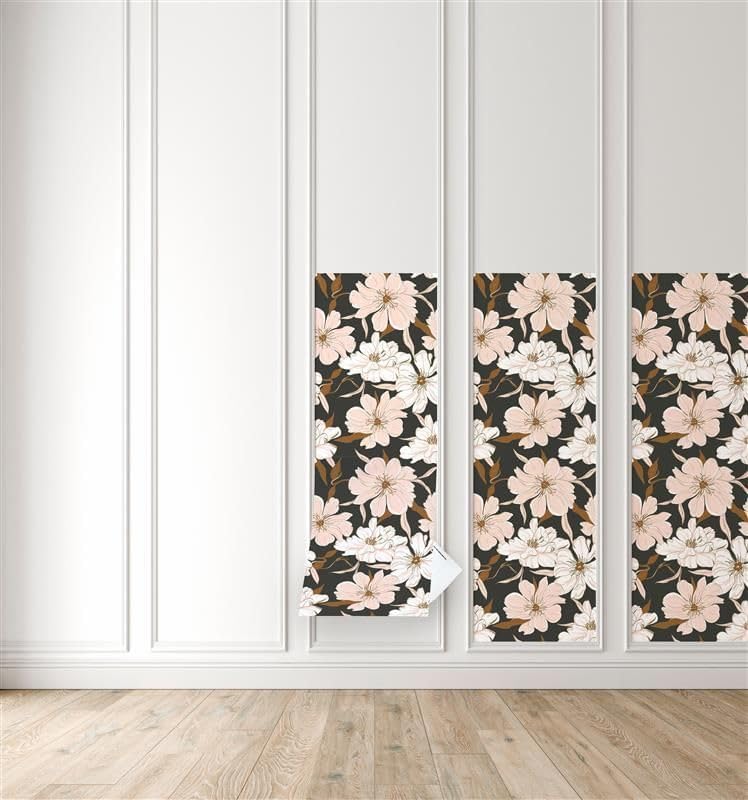 Main Street Peel and Stick Wallpaper Sheets, Peony Party, 12-Pack - style: Peony Party