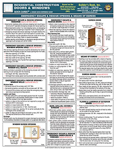 Residential Construction Doors & Windows Quick-Card Based on 2018 IRC