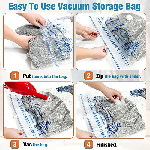 Vacuum Storage Bags, 10 Small Space Saver Vacuum Seal Bags, Space Bags, Vacuum Sealer Bags for Clothes with Travel Hand Pump (10S) - size: 10-Small