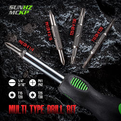 SUNHZMCKP 8 in 1 Screwdriver, Portable multi-purpose screwdriver set，High-Strength Bits, Phillips, Slotted, Torx，Suitable for outdoor and daily repair tools,Practical hand tools - size: 8 IN 1 Screwdriver