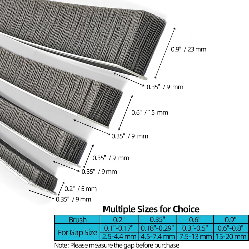 Weather Stripping 0.35" x 0.2" x 33 FT, for Doors and Windows - size: 0.2" Wide x 0.35" Thick x 32.8 FT Long