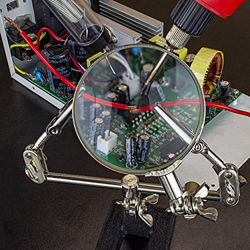NEIKO 01902 Adjustable Helping Hand with Magnifying Glass, Third Hand Solder Aid, Soldering Wire Station Stand with Dual Alligator Clips and a Heavy Base, Beading & Jewelry Making Tools, Solder Holder - style: Helping Hand