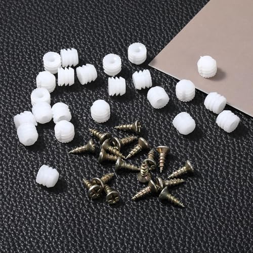 InnoHHustle 100 Sets Plastic Dowel Inserts and Mounting Screws, White