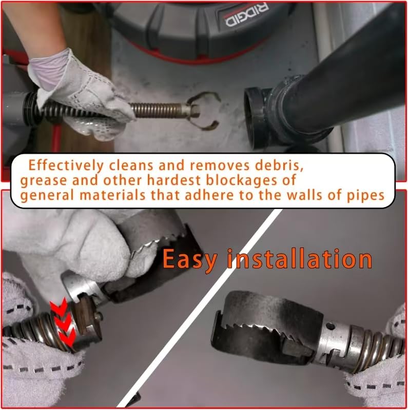 3-Piece Drain Auger Attachment Set 1-3/16" (30MM) for 4"-8" Pipe Cleaning – Includes Spiral Cutter, Grease Cutter, and Pin Key, Compatible with 1-1/4”,6/5” and 1-1/2”Cable - style: 30mm
