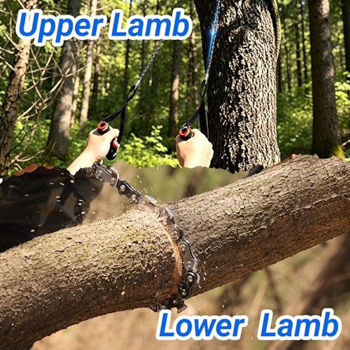 Upgrade Loggers Art Gens Rope Saw for Tree Limbs, 55" Hand Rope Chain Saw with 72 Sharp Teeth & 46 Feet Ropes Kit for Camping Survival and Tree Pruning - size: 48 inch