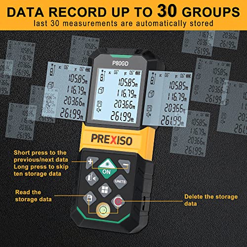 PREXISO Laser Measuring Tool Rechargeable, 265Ft Green Laser Distance Meter