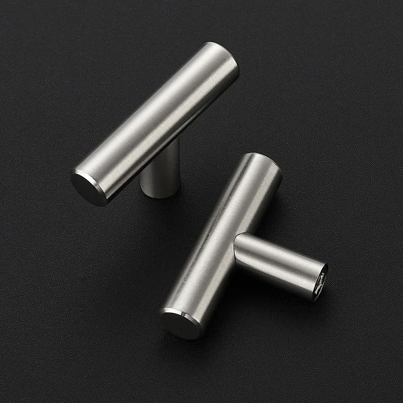 3 Pack Brushed Nickel Cabinet Knobs, 2in Length T Bar Drawer Pulls | Single Hole Grip, Stainless Steel Build, Kitchen Cabinet Restyle, For Drawers, Dressers, Cupboards, Closet Doors - color: Brushed Nickel, size: 3 Pack, style: T Bar