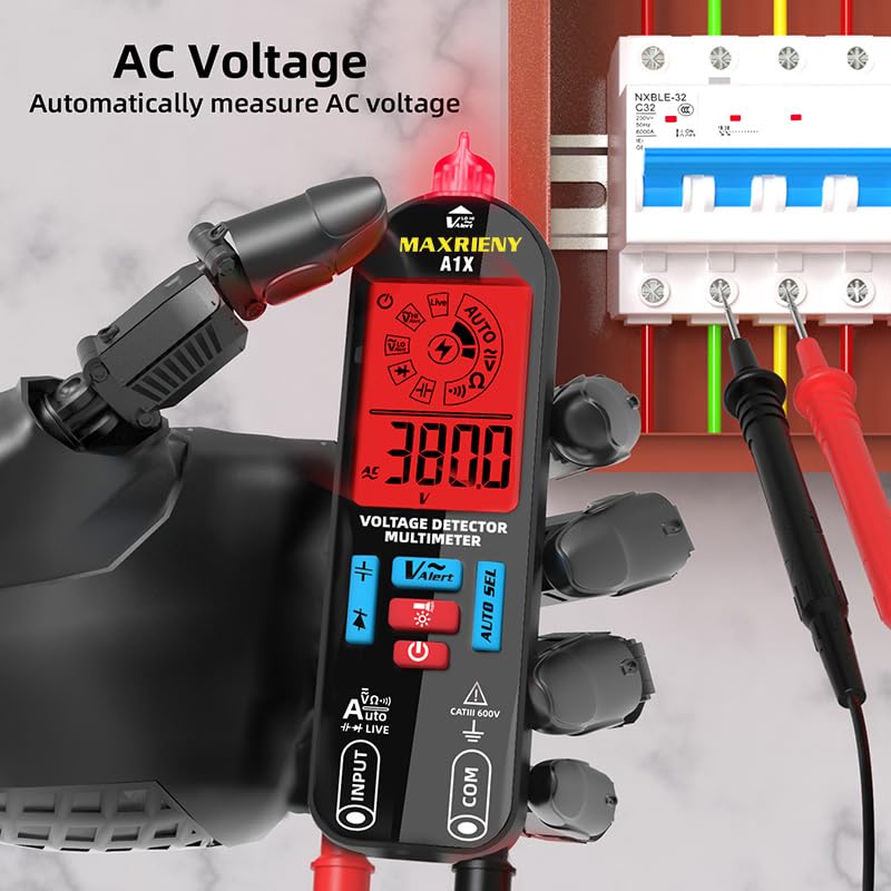 Digital Multimeter Rechargeable Electrical Tester NCV with Audible and Visual Alarms Auto-Ranging Measures AC/DC Voltage Capacitance Resistance Continuity Capacitance Diode Live Check Tester