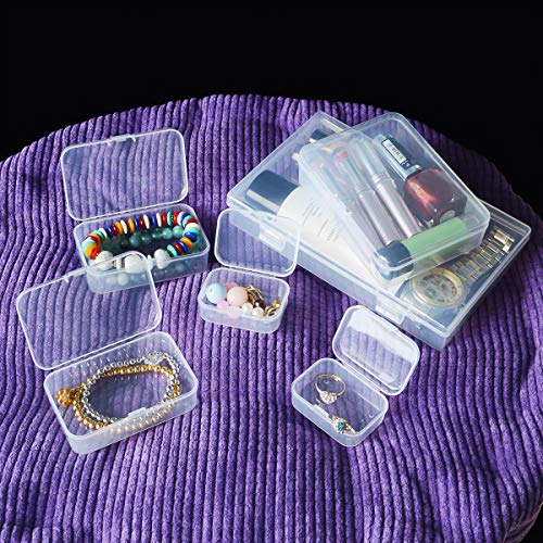24 Pieces Mixed Sizes Rectangular Empty Mini Clear Plastic Organizer Box - size: 4 Sizes