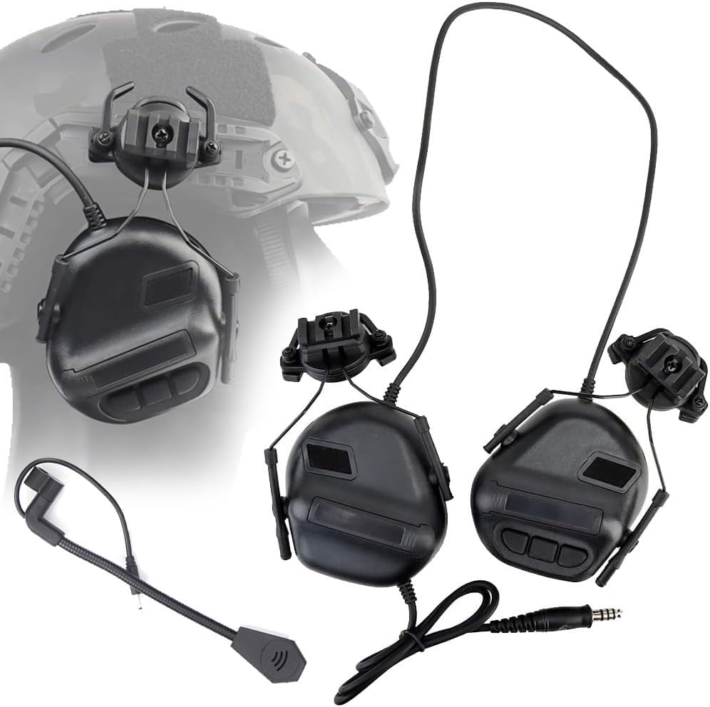 ATAIRSOFT Tactical Airsoft Headset with Microphone Waterproof Hunting Shooting Headphones Earmuff No Noise Reduction Function - color: Bk