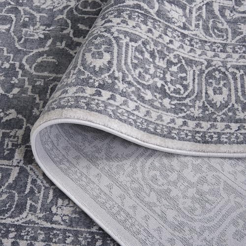 SAFAVIEH Reflection Runner Rug 2'3"x6', Dark Grey & Cream RFT670B - color: Dark Grey/Cream, size: 2'3" x 6' (Runner)