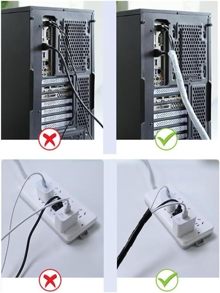 Spiral Cable Wrap Sleeve 1/2"(12mm) x 18 Ft Cord Organizer for Computer Wires, Electrical Cables, Home and Office Desk Management - size: 12mm x 18 Ft