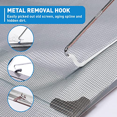Window Screen Repair Kit, 5 in 1 Screen Roller Tool for Windows or Doors - size: 5 in1 Screen Repair Kit(White Spline)