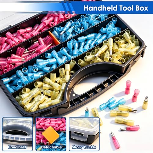 smseace 460PCS Heat Shrink Bullet Connectors Assortment Kit 22-10AWG Waterproof Bullet connectors Packed in Handheld Box for Automotive Boat Stereo Industrial Equipment - size: 460Pcs