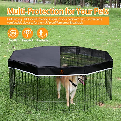 PJYuCien Playpen Top Cover for 24'' Width 8 Panel Pen, Hook Connect, Black - color: Only Black Top Cover, Elastic Buckles Connections