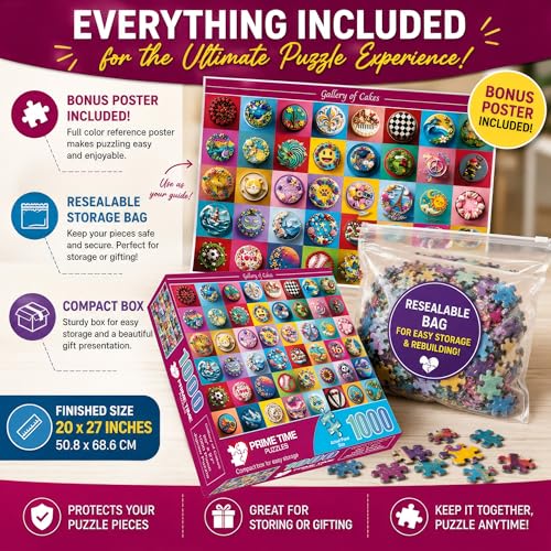 Adult Jigsaw Puzzle 1000 Piece Colorful Cakes - color: Gallery of Cakes