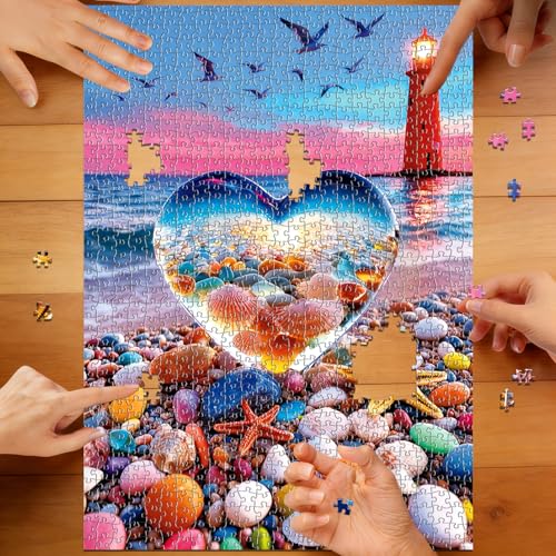 Love Pebbles Beach Puzzles for Adults 1000 Pieces - color: Heart of the Sea