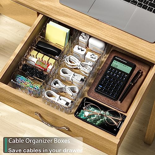 Cable Storage Boxes Organizers 2 Pack,Cord Charger Case with 20pcs Ties