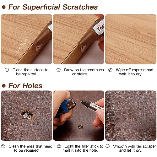 SEISSO Furniture Scratch Repair Crayons Kit, 18 Colors Wood Filler Wax Sticks with Scraper and Sharpener for Wood Furniture, Floors, Cabinets, Tables, Doors, Scratches, Scuffs, Cracks and Small Holes