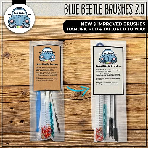 Blue Beetle Brushes | Multi-Use Glass Cleaner Kit - 5-Piece Brush & Scraper Set for Glass, Ceramic and Glass Pipe Cleaner