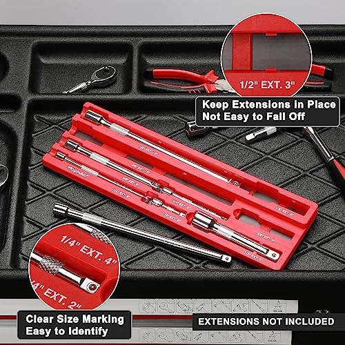 Mayouko Magnetic ABS Socket Extension Organizer, Socket Extension Bar Holder, Fit for 1/4",3/8",1/2“Drive Extensions, Extensions not Included - size: Only organizer