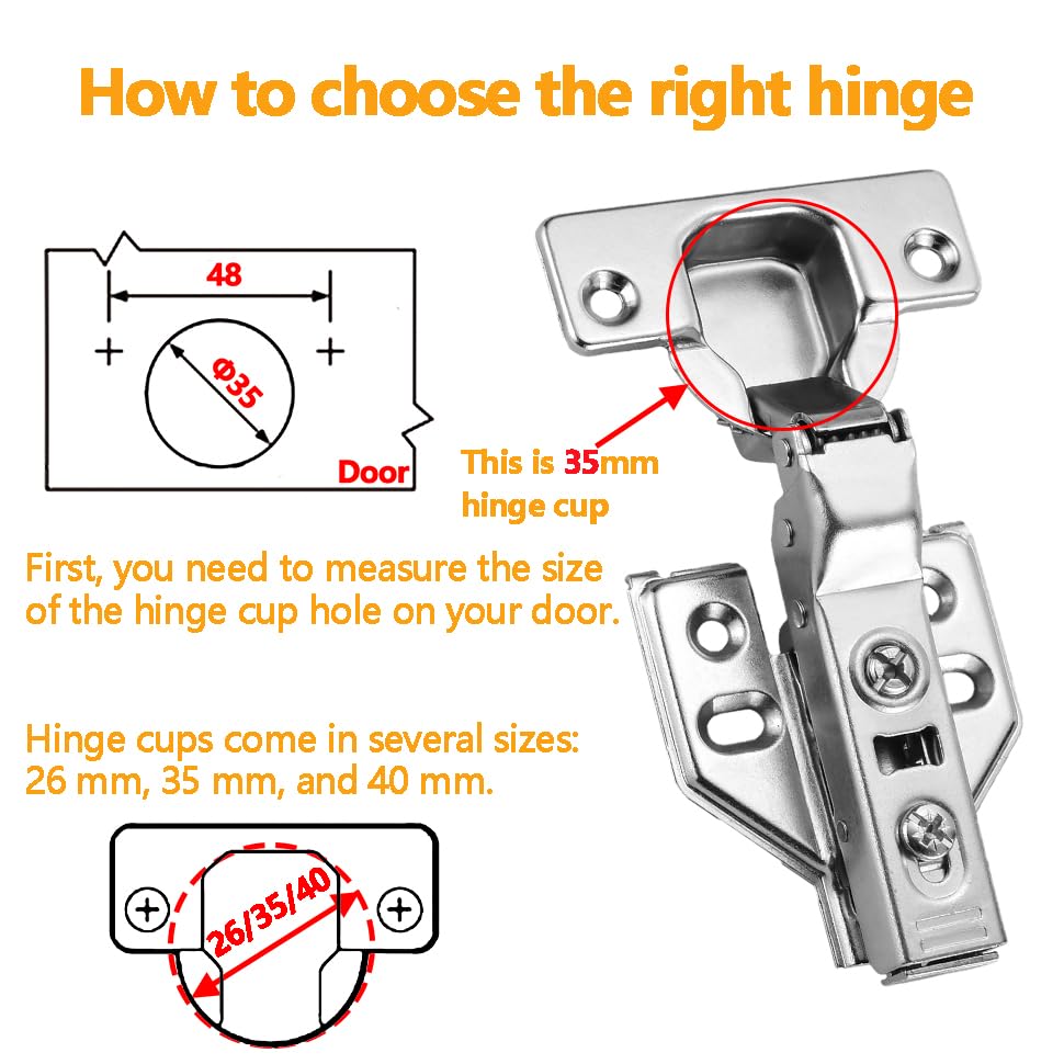2Pcs Soft Close Half Overlay Cabinet Hinges with Clip-On Plate - color: Half Overlay, size: 2 Pieces