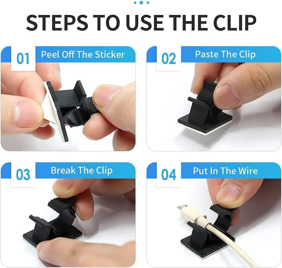 Viaky 30 Pcs Black Clips Self Adhesive Backed Nylon Wire Adjustable Cable Clips Adhesive Cable Management Drop Wire Holder - color: 30black, size: for 0-0.4''(10mm) cable