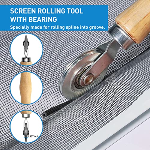Window Screen Repair Kit, 5 in 1 Screen Roller Tool for Windows or Doors - size: 5 in1 Screen Repair Kit