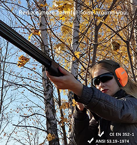 PROHEAR 016 NRR 26dB Shooting Ear Protection, Slim Passive Earmuffs - color: Orange