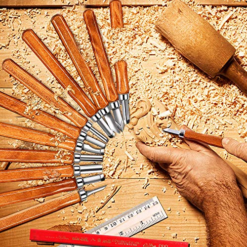 AUGSUN Wood Carving Knife Set, 20 PCS Wood Carving Kit