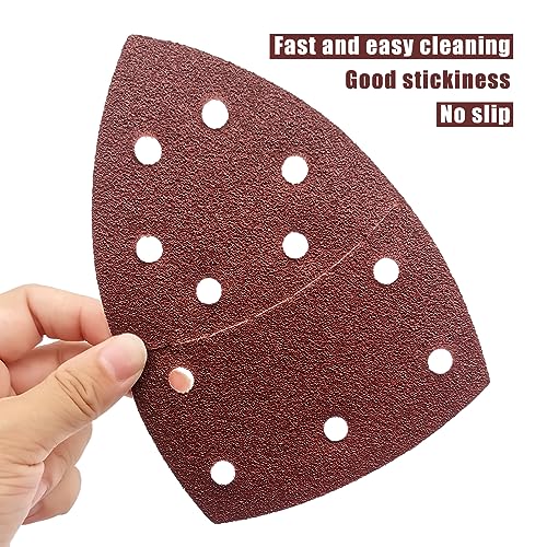 50 PCS Mouse Detail Sander Sandpaper, 60 Grit Palm Sander Sandpaper 11 Holes Hook and Loop Sander Pads Triangular Sanding Sheets Abrasive Sanding Paper for Mouse Sander - size: 60 Grit