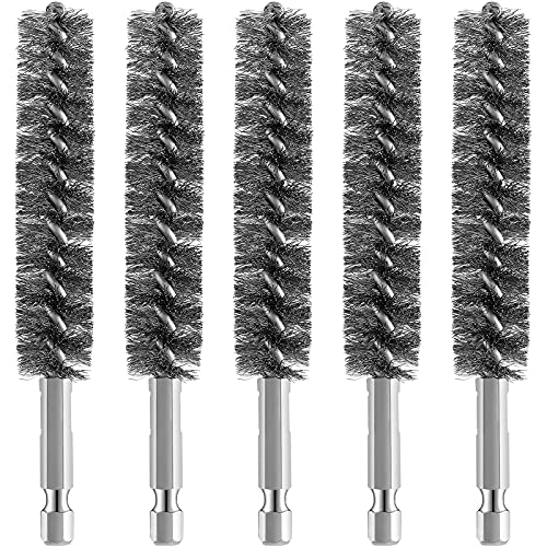 Geiserailie 5 Pieces Wire Bore Brush Drill Hex Shank, Stainless Steel - style: Stainless Steel