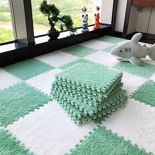 12pcs Tiled Puzzle Play Mats, Mint Green - color: Mintgreen