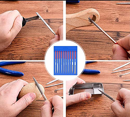 10Pcs 4mm x 160mm Mini Diamond Needle File Set for Carving Metal Ceramic Tile Glass Wood Fit Jewelers Hobby - size: 4*160mm