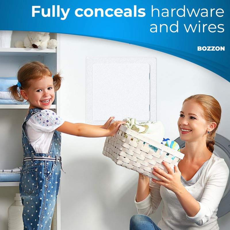 BOZZON Access Panel for Drywall - 8 x 8 in - Wall Hole Cover - Access Door - Plumbing Access Panel for Drywall - Heavy Durable Plastic White - size: 8 x 8