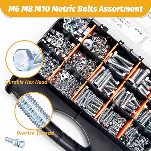KADRICK 820Pcs Metric Bolt Assortment,M6 M8 M10 Hex Heavy Duty Bolts Kit - size: 820Pcs M6-M10 HEX White Blue