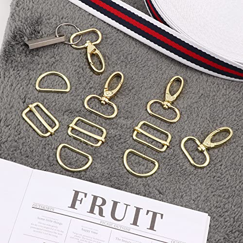 PECMER Purse Hardware for Bag Making 1 Inch D Ring 18 Pcs Gold Swivel Clasp Snap Hooks Slide Buckles for Strap Adjuster Dog Collar Making Supplies - color: Pale Gold-18 Pcs-1 Inch